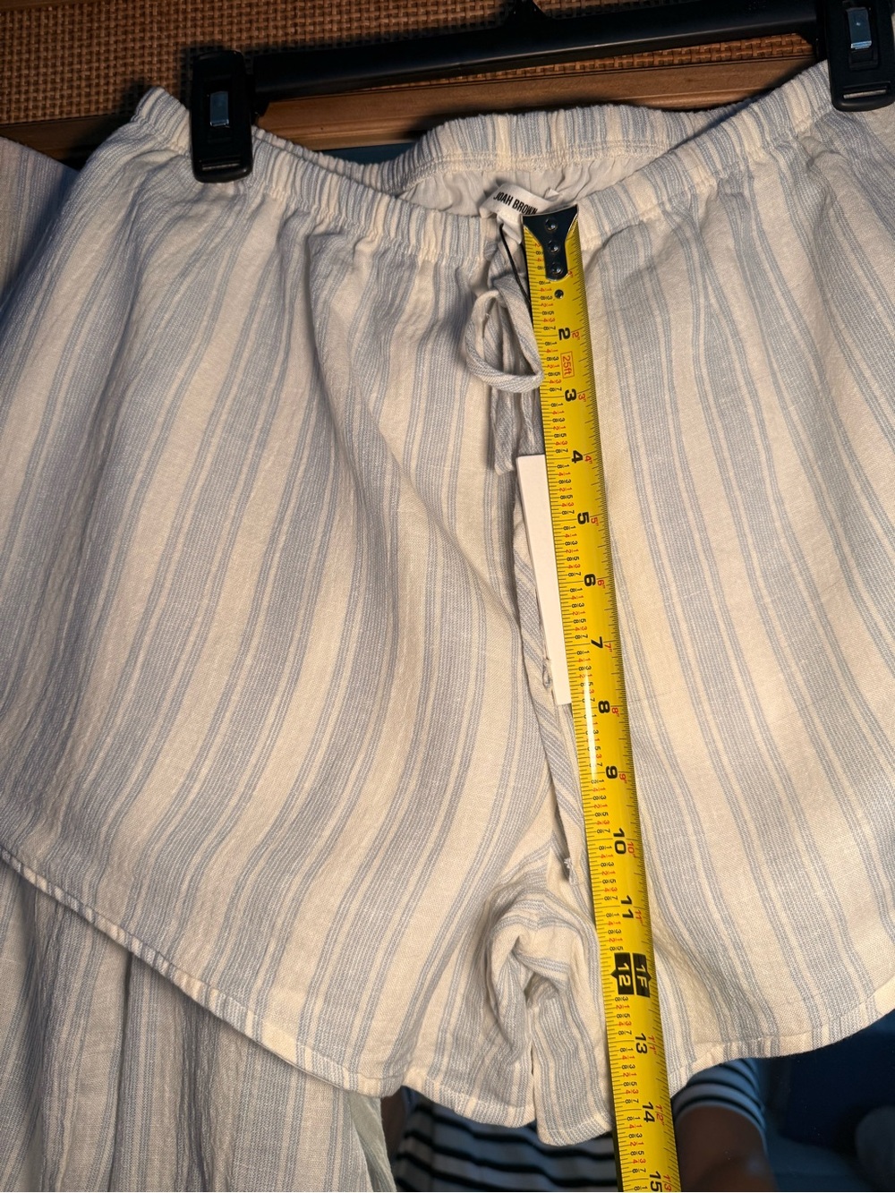 Joah Brown NWT Relaxed Everyday Short Natural White & Blue Stripe Gauze - Picture 11 of 16